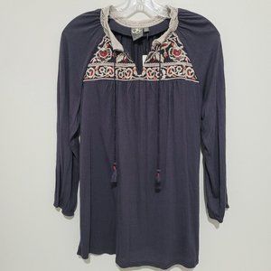 Anthropologie One September Boho Tassel Blouse S